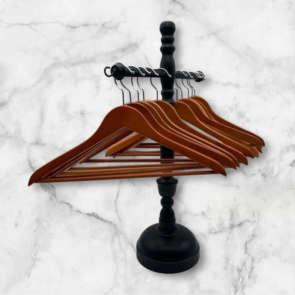 Lot Of 10 Beautiful Wood Hangers For Pants And Or Suits